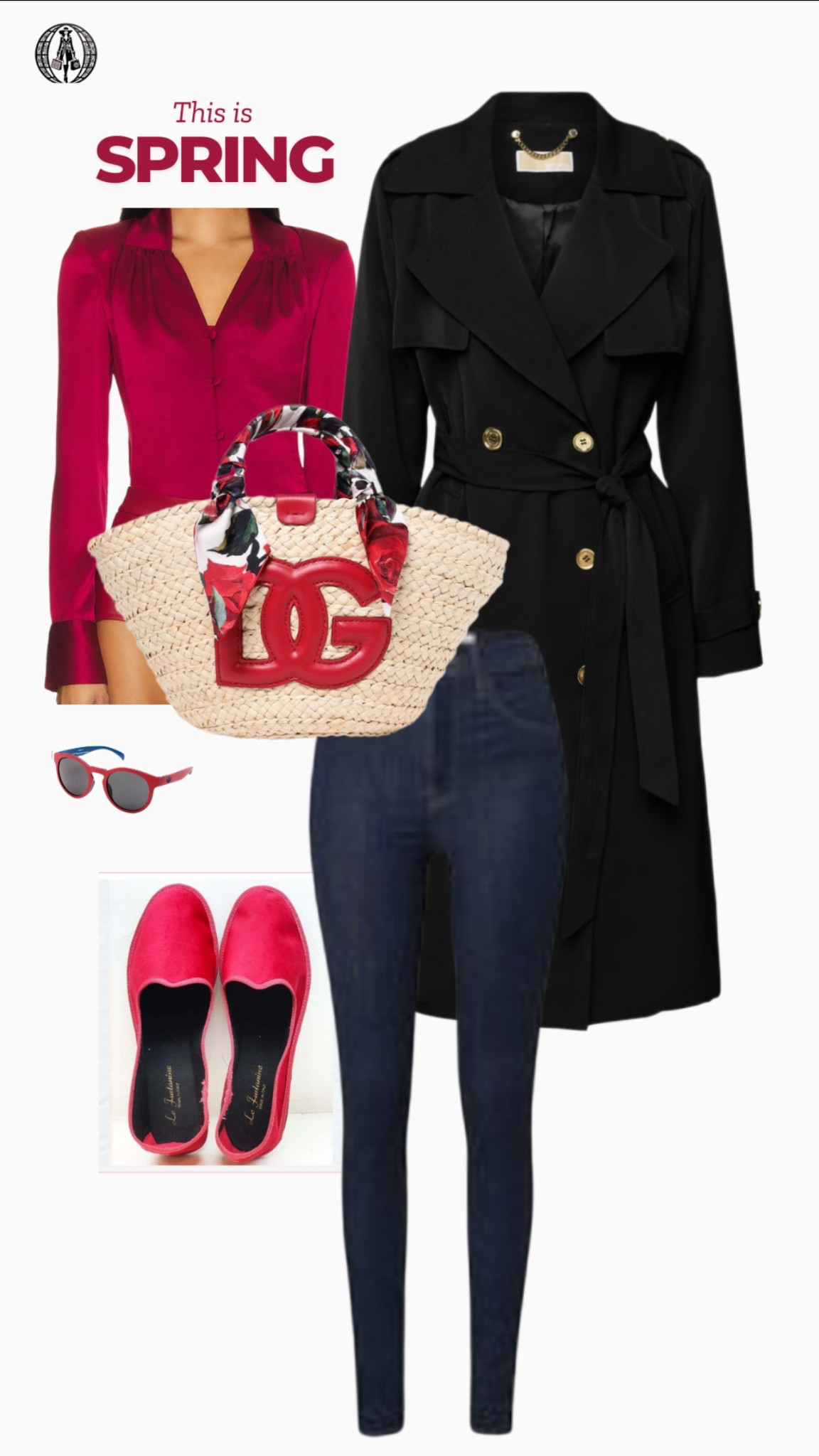 🌸✨ Spring Chic Alert! ✨🌸

Embrace the season with a stunning look that combines elegance and boldness! This outfit features a classic black trench coat layered over skinny dark jeans, paired with a luxurious red silk blouse that steals the spotlight. Complete the ensemble with fabulous red Le Friulane scarpe slippers and designer basket red sunglasses for that perfect pop of color!

Wearing red accessories not only elevates your style but also radiates confidence and energy. Are you ready to turn heads this spring?

#SpringFashion #RedHot #StyleInspo #FashionLook #TrendyStyle #RedAccessories #ConfidenceInRed #OOTD #Fashionista #ChicAndStylish