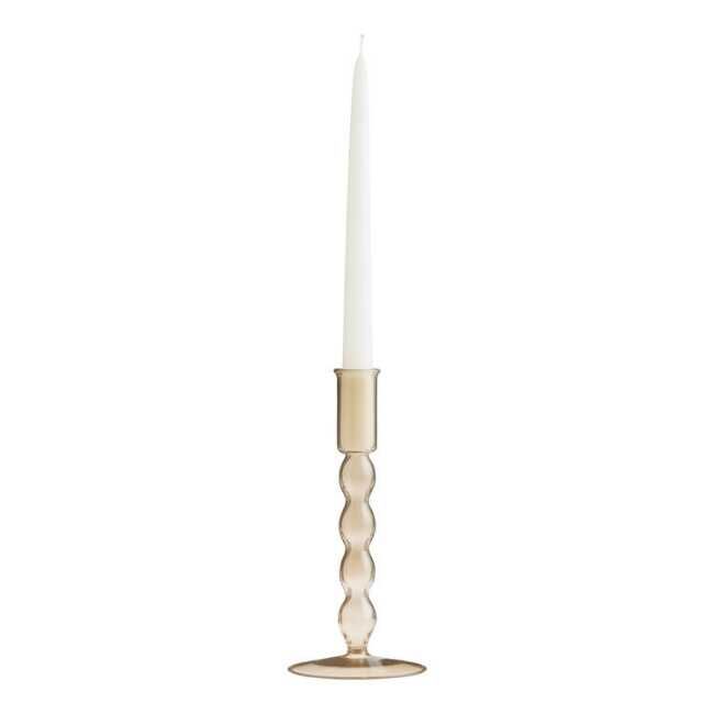 Smoke Gray Glass Taper Candle Holder | World Market