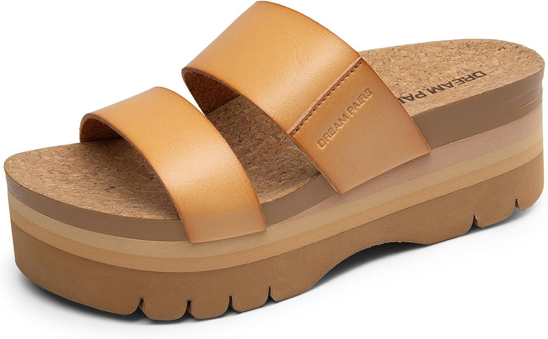 DREAM PAIRS Women's Platform Slides Sandals Comfortable Arch Support Footbed Two Strap Slip-on Fa... | Amazon (US)