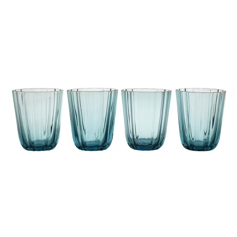 Beautiful Scallop Glass Water Glasses Set of 4 Cornflower Blue by Drew Barrymore | Walmart (US)