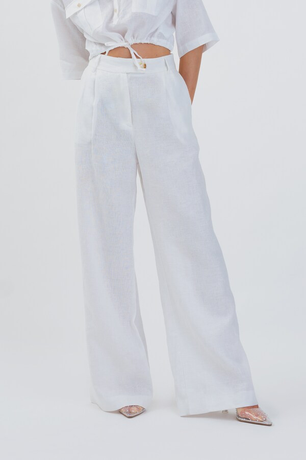 Fanita Wide Leg Linen Dad Pant | The Founded DK