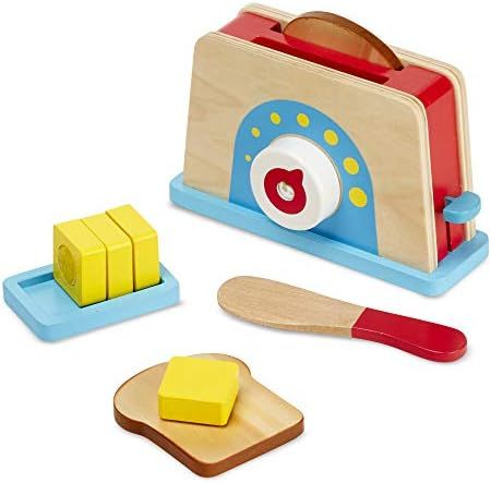 Melissa & Doug Bread and Butter Toaster Set (9 pcs) - Wooden Play Food and Kitchen Accessories | Amazon (US)