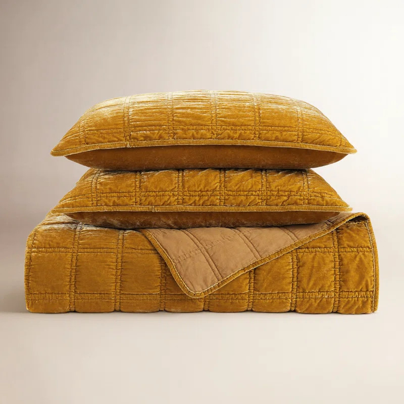 Stella Faux Silk Double Box Stitch Classic Chic Casual Modern Rustic Quilt Set | Wayfair North America