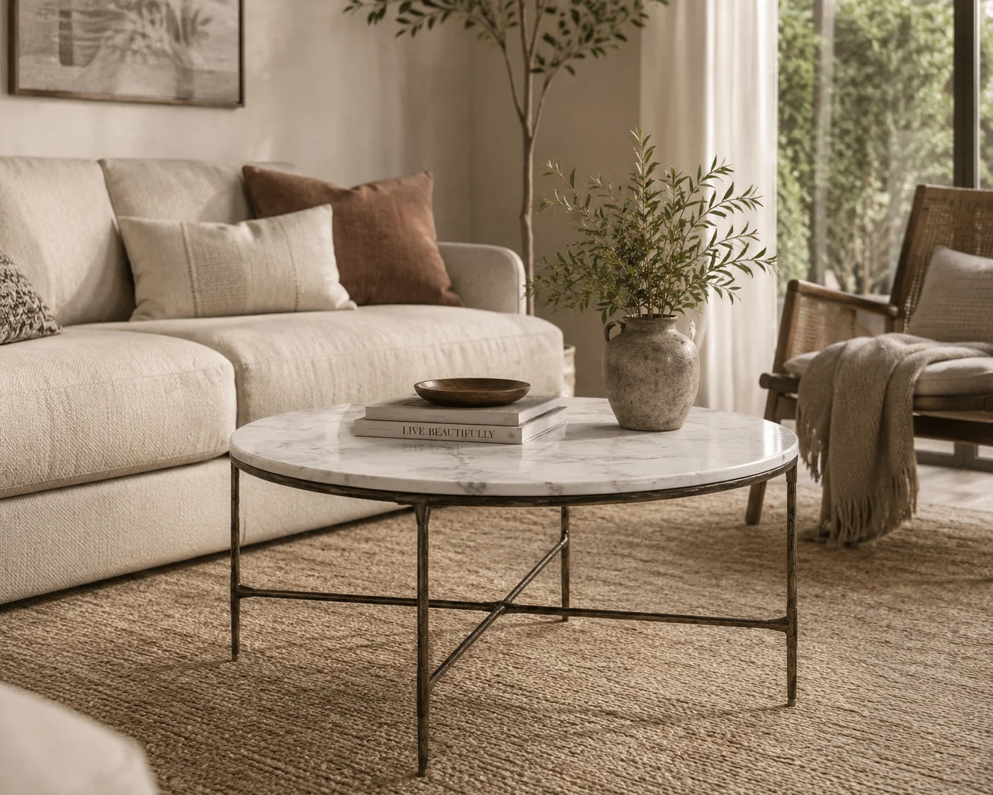 Aureum Modern Genuine Marble Top Coffee Table with Metal Frame, White and Dark Bronze - Walmart.com | Walmart (US)