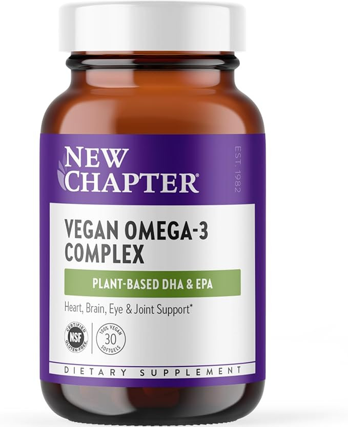 New Chapter Vegan Algae Oil, DHA, EPA, and DPA Supplement - Vegan Omega-3 Complex for Heart, Brai... | Amazon (US)