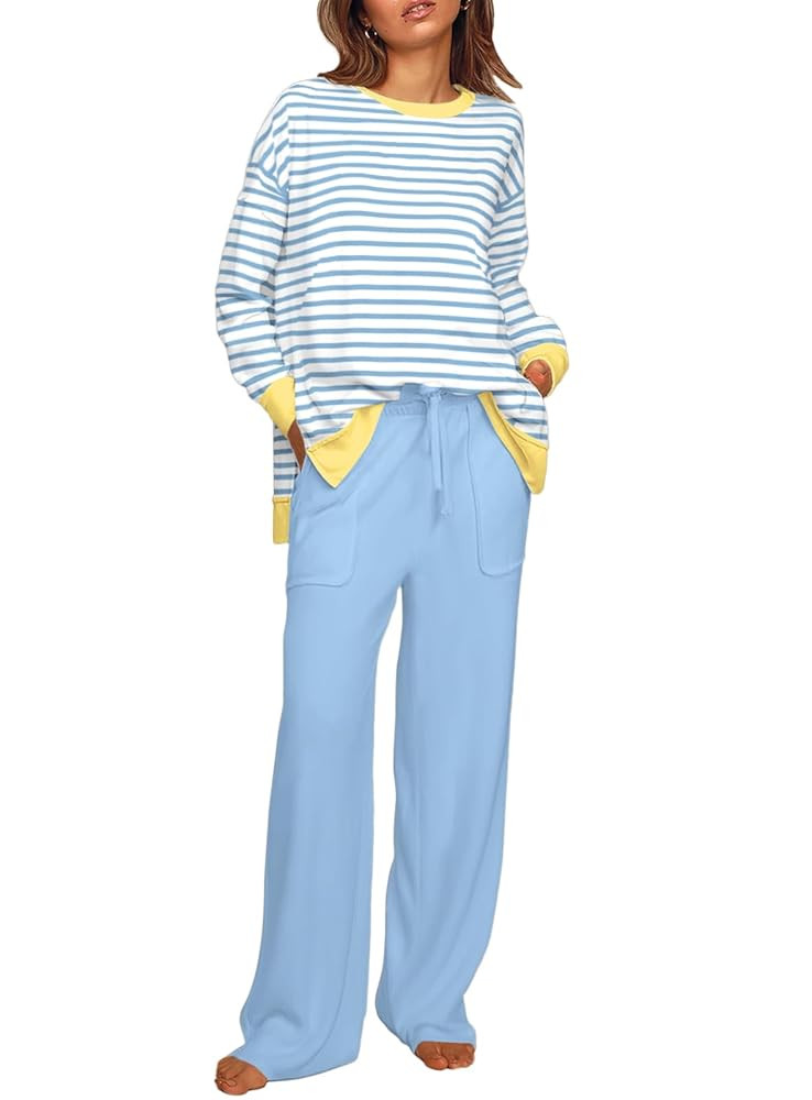 ETCYY NEW Lounge Sets for Women 2 Piece Outfits with Side Split Sweatshirt Tops and Wide Leg Swea... | Amazon (US)