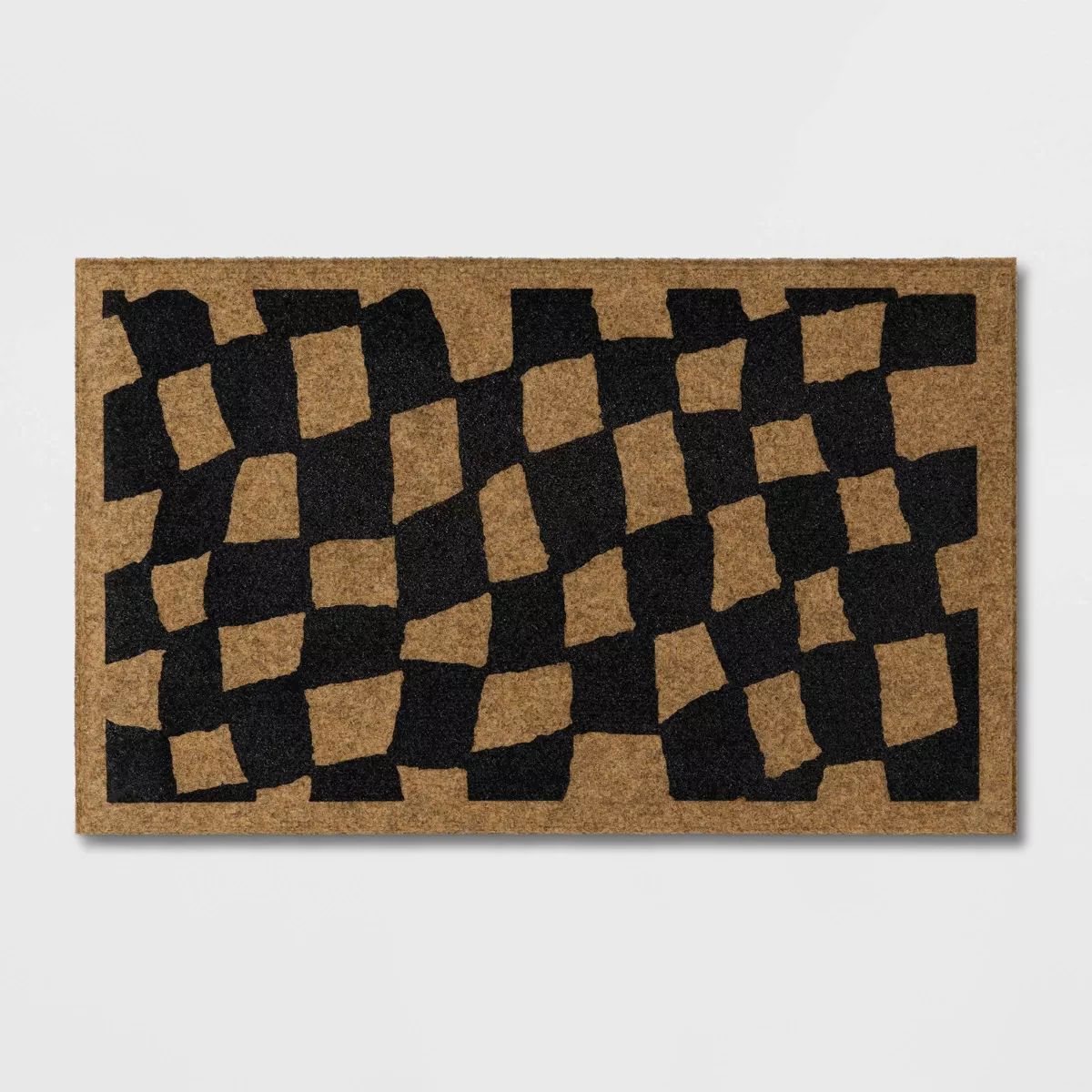 1'6"x2'6" Halloween Checkered Faux Coir Doormat Natural/Black - Hyde & EEK! Boutique™ | Target