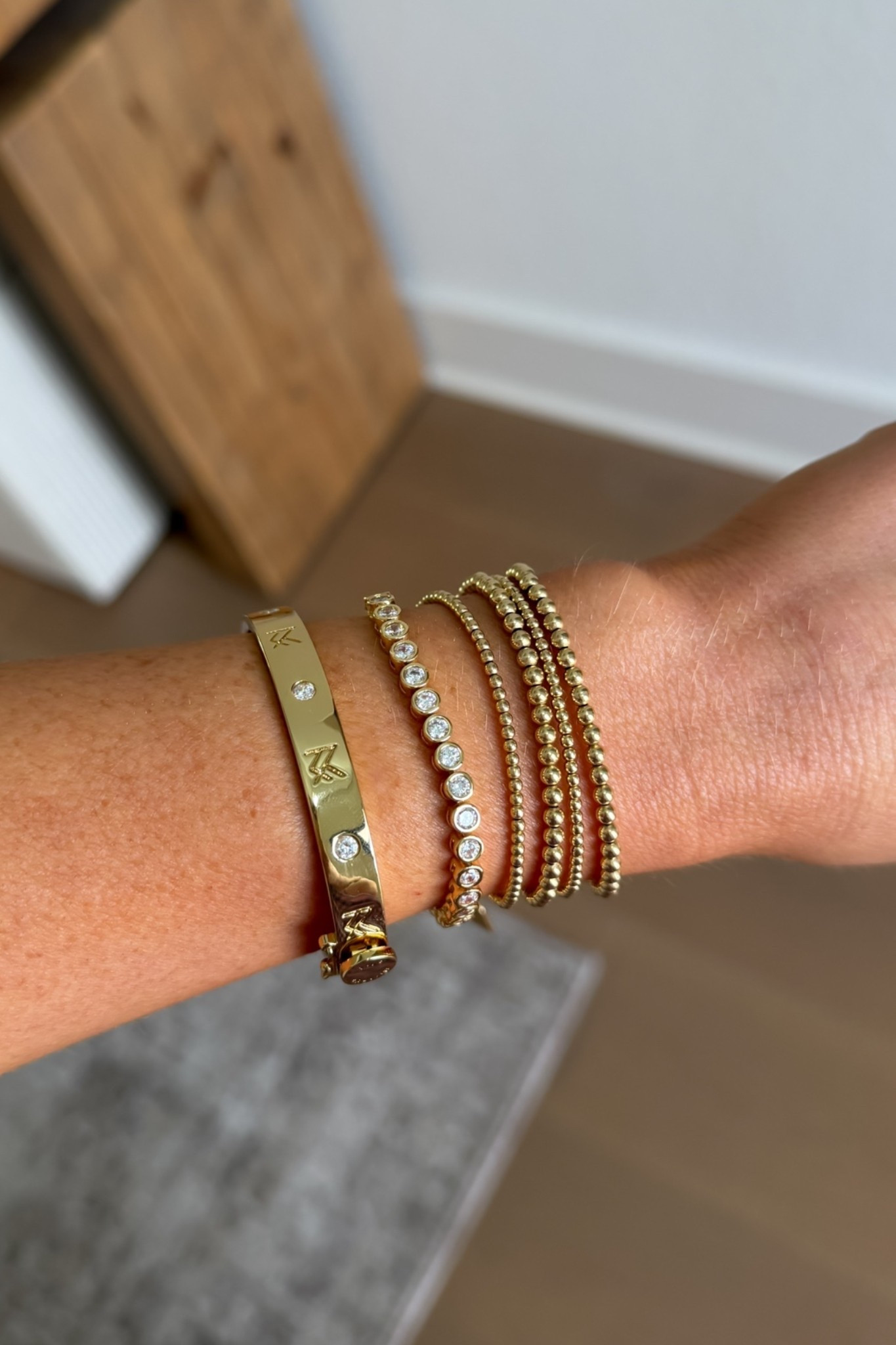 current bracelet stack! use code MICHELEJ on miranda frye pieces!