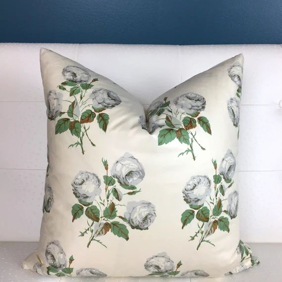 Bowood Pillow Cover - Floral Pillow Cover - Green Grey Pillow Cover - Designer Pillow - High End ... | Etsy (US)