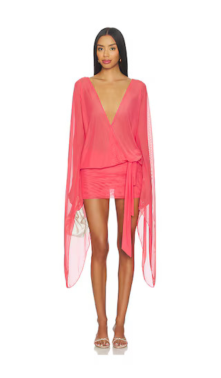 Aria Mesh Mini Dress in Coral | Revolve Clothing (Global)