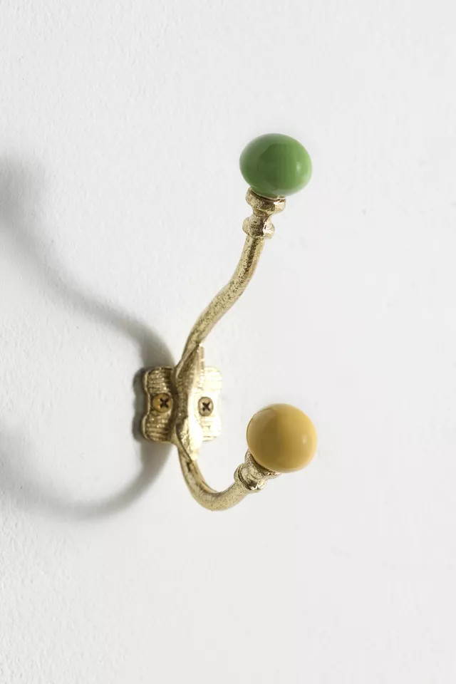 Mid-Century Wall Hook in Lichen Top/Yellow Bottom at Urban Outfitters | Urban Outfitters (US and RoW)