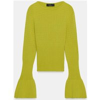 Zara - Pointelle Knit Flared Sleeve Jumper - Green - M - Woman | Zara US