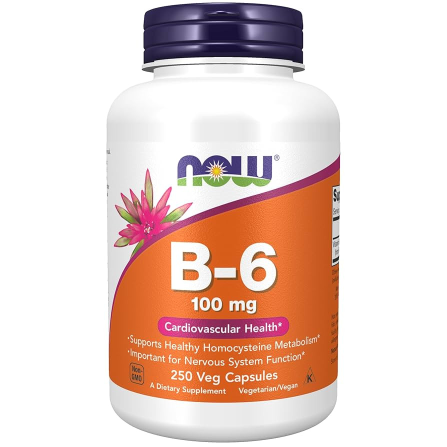 NOW Foods Supplements, Vitamin B-6 (Pyridoxine HCl) 100 mg, Cardiovascular Health, 250 Veg Capsul... | Amazon (US)