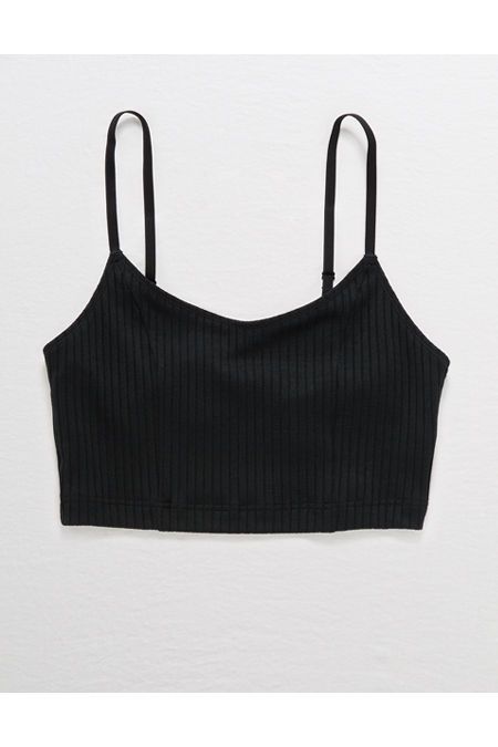 Aerie Chill Ribbed Longline Bralette Women's Black XS | American Eagle Outfitters (US & CA)