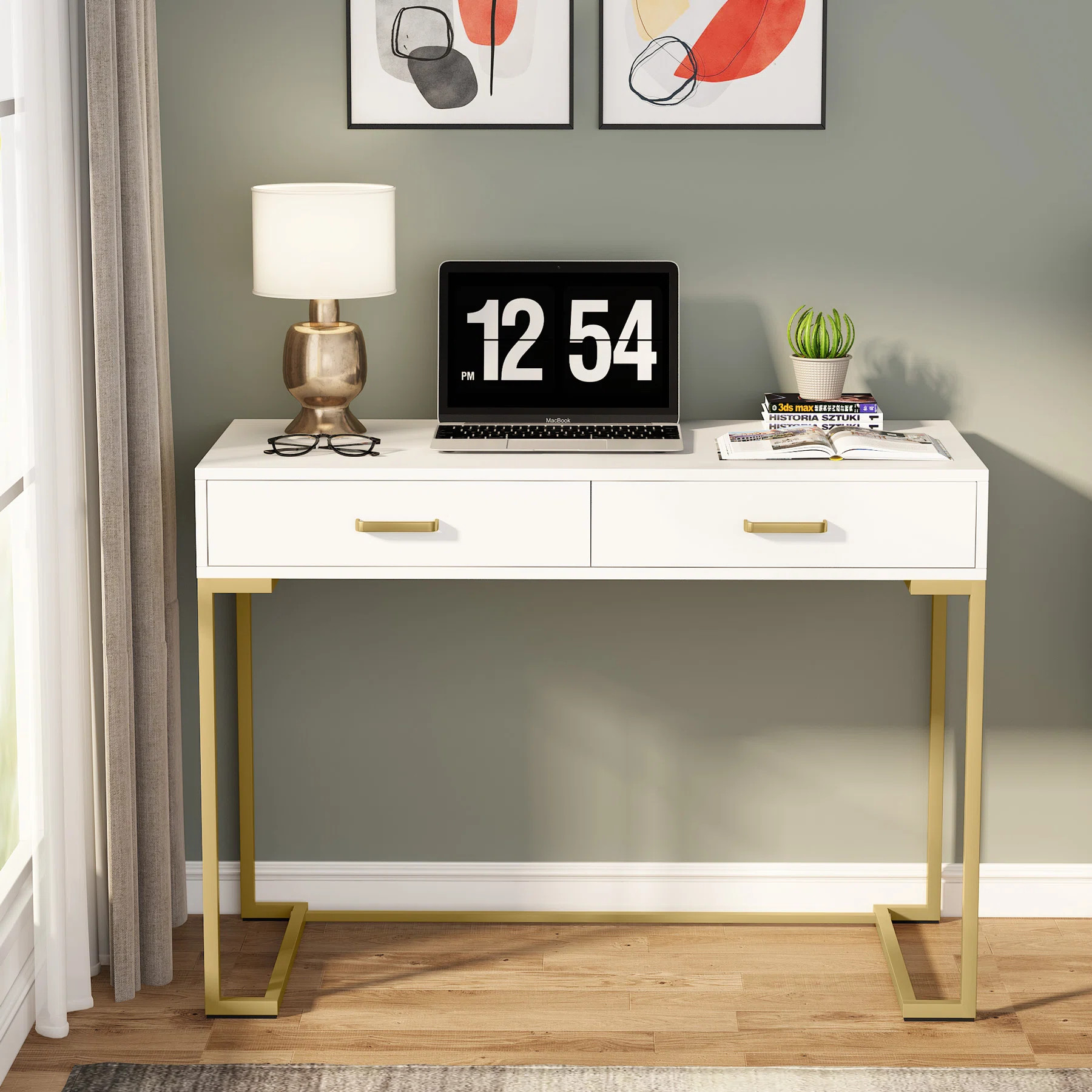 Everly Quinn Secil Modern Desk with 2 Drawers & Reviews | Wayfair | Wayfair North America