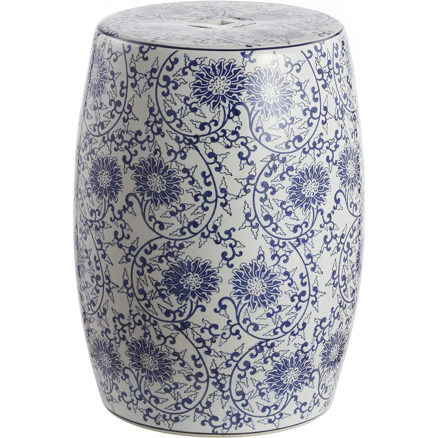 JONATHAN Y TBL1009A Lotus Blossom 17.5" Chinoiserie Ceramic Drum Garden Stool Bohemian, Coastal, ... | Walmart (US)