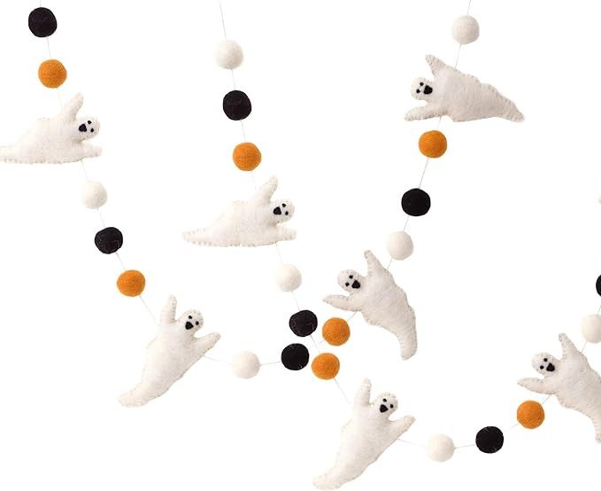 Glaciart One Felt Balls + Ghosts Garland - Easy to Hang Halloween Party Banner Decoration - 100% ... | Amazon (US)