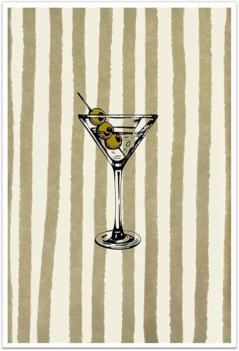 Vintage Dirty Martini Bar Wall Art Green Striped Decor Funny Cocktail Hour Poster Minimalist Prin... | Amazon (US)