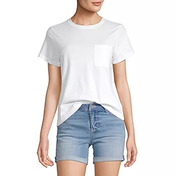 Arizona Womens Juniors Crew Neck Short Sleeve T-Shirt | JCPenney