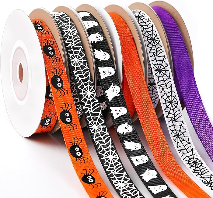 Halloween Ribbon, 6 Rolls 60 Yards Spooky Grosgrain Ribbons | Amazon (US)