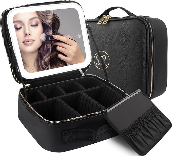 MOMIRA Makeup Bag with Mirror and Light Travel Makeup Train Case Cosmetic Organizer Portable Arti... | Amazon (US)