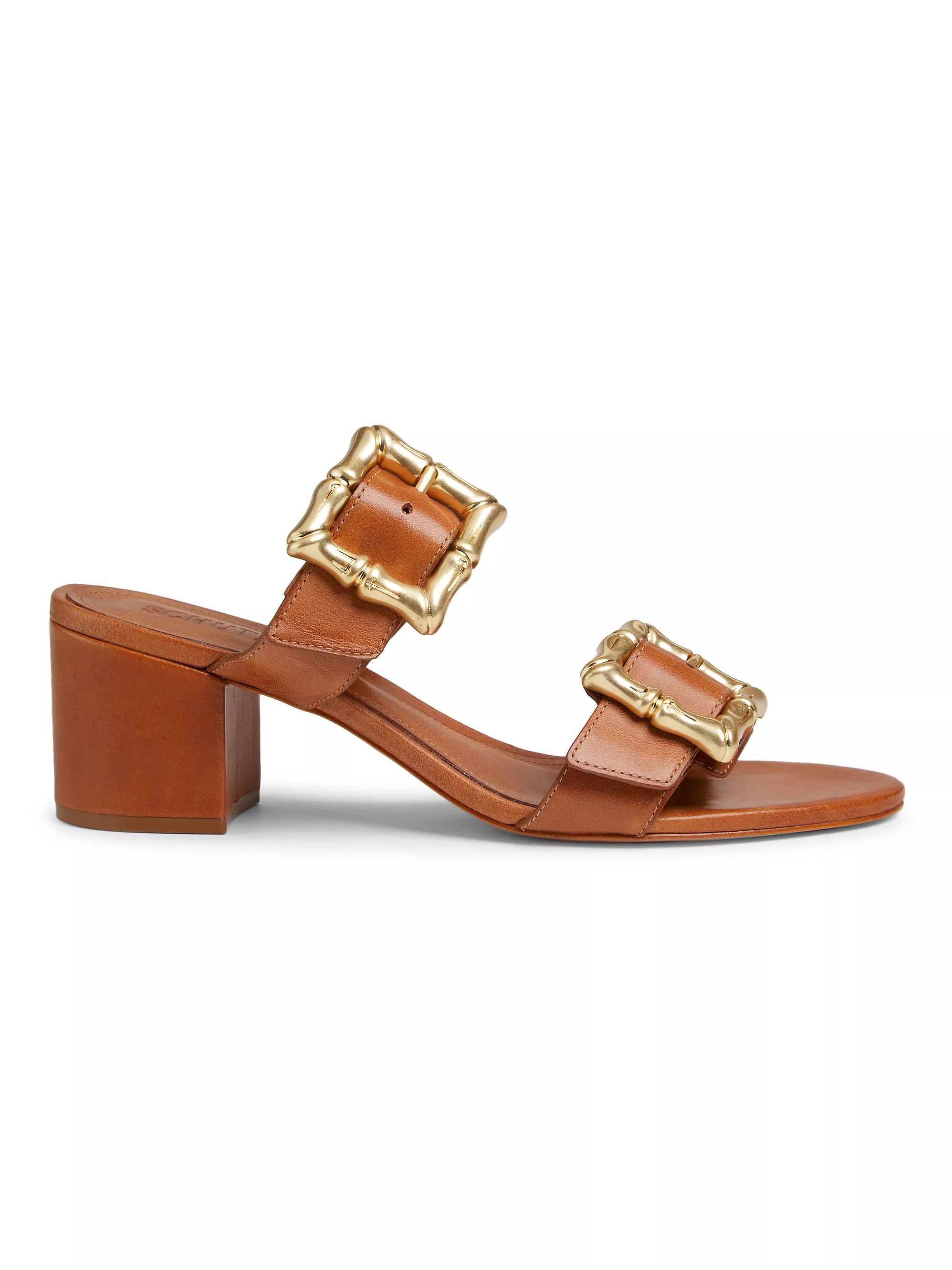 Enola 63MM Leather Block-Heel Sandals | Saks Fifth Avenue
