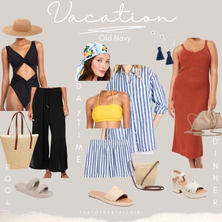 Vacation outfits - Old Navy
Pool/beach day, excursion/shopping, dinner/dancing 

#LTKMidsize #LTKSwim #LTKTravel