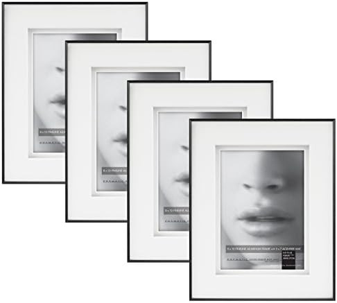 MCS Framatic Fineline Aluminum Frame, Black, 8 x 10 in double matted to 5 x 7 in, 4 pk | Amazon (US)