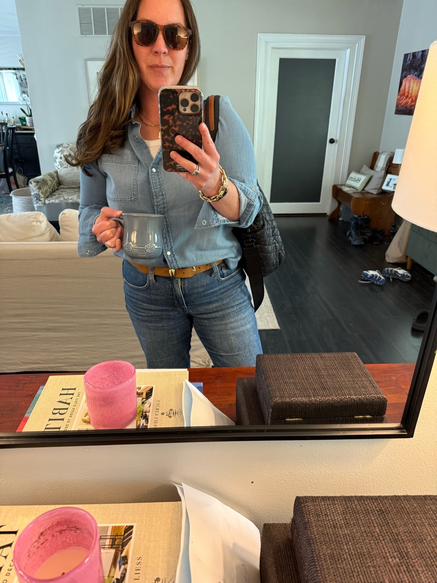 Canadian tuxedo reporting for duty (trick to pairing denim is different washes). Easy, “put together” outfit for a long afternoon of PT, baseball and hockey ✌️ 

#momlife #momuniform #denim #LTKmidsize #LTKover40 #LTKmom