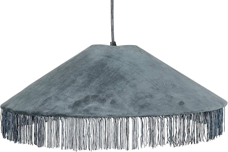 Creative Co-Op DF2196 Charcoal Cotton Velvet Pendant Tassels Ceiling Lights, Blue Teal Gray | Amazon (US)