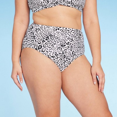 Women's Neutral Leopard Print High Waist Full Coverage Bikini Bottom - Kona Sol™ Cream | Target