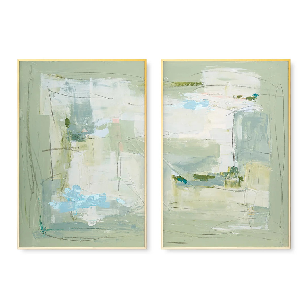 Jump In Split by Cady Karras | Green Abstract Landscape Art Print | Urban Garden Prints