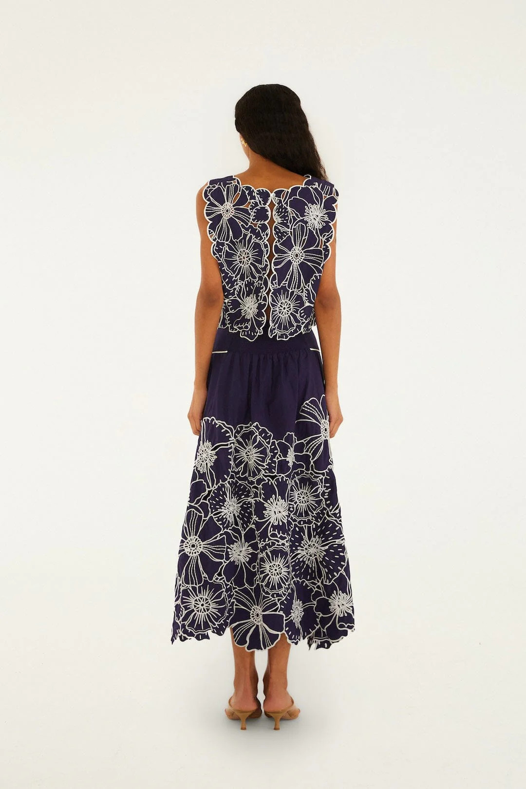 Blue Flowers Richelieu Organic Cotton Maxi Skirt | FARM Rio | FarmRio (US)