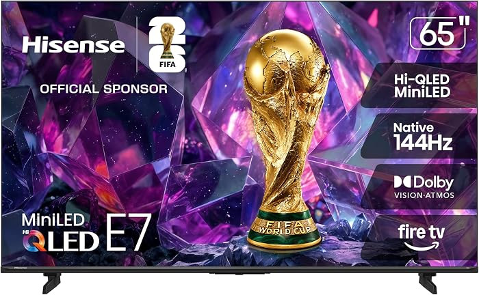 Hisense 65" E7 Cinema Series Hi-QLED Mini-LED 4K UHD Smart Fire TV (65E7SF, 2026 NEW) - Native 14... | Amazon (US)