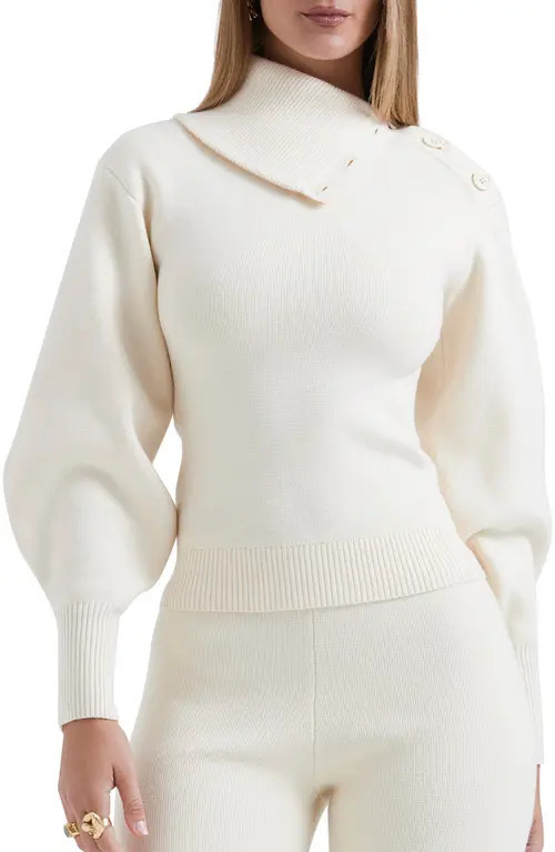 HOUSE OF CB Adelita Split Cowl Neck Sweater in Cream at Nordstrom, Size Small | Nordstrom