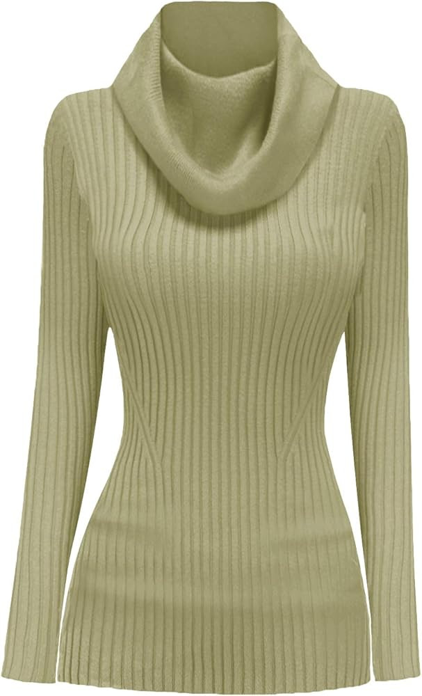 v28 Women’s Stretchable Cowl Neck Knit Long Sleeve Slim Fit Bodycon Sexy Sweater | Amazon (US)