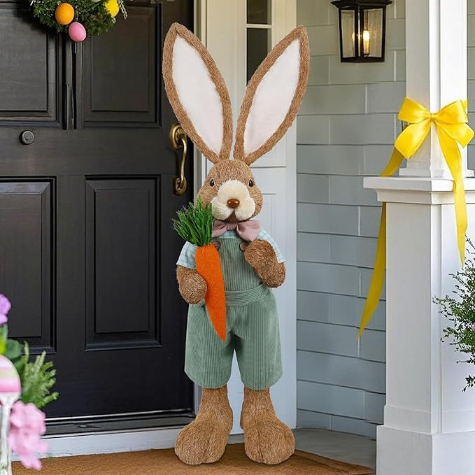 DR.DUDU Easter Bunny Decor, 2.7 FT Large Bunnies Statue Outdoor Porch Decorations with Carrot, Si... | Amazon (US)