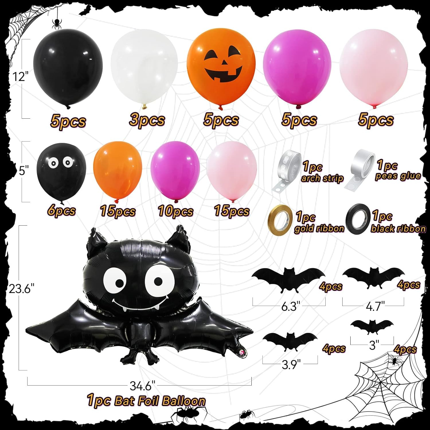 Halloween Balloon Garland Arch Kit, Halloween Party Decorations Black Pink Orange Grimace Hallowe... | Amazon (US)