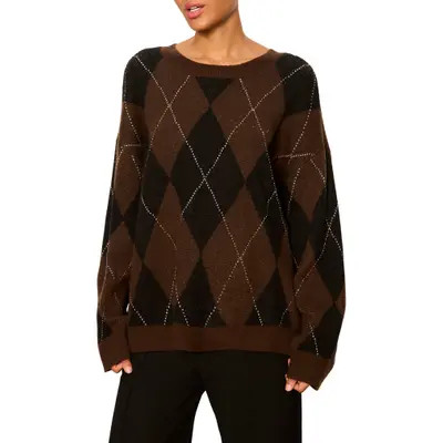 Sanctuary Argyle Pullover in Hazelnut Brown Argyle at Nordstrom, Size Large | Nordstrom