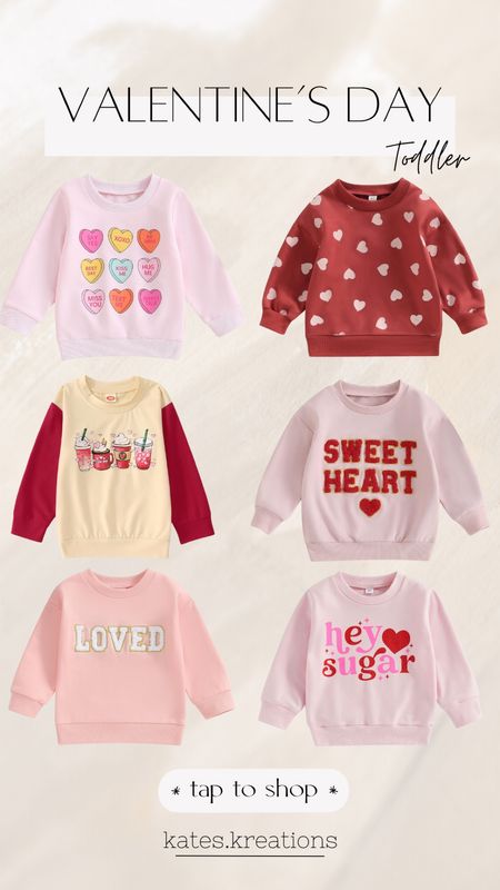 Valentine’s Day sweatshirts for toddler girls // Amazon finds for Valentine’s Day // all under $15!

#LTKkids #LTKSeasonal #LTKbaby