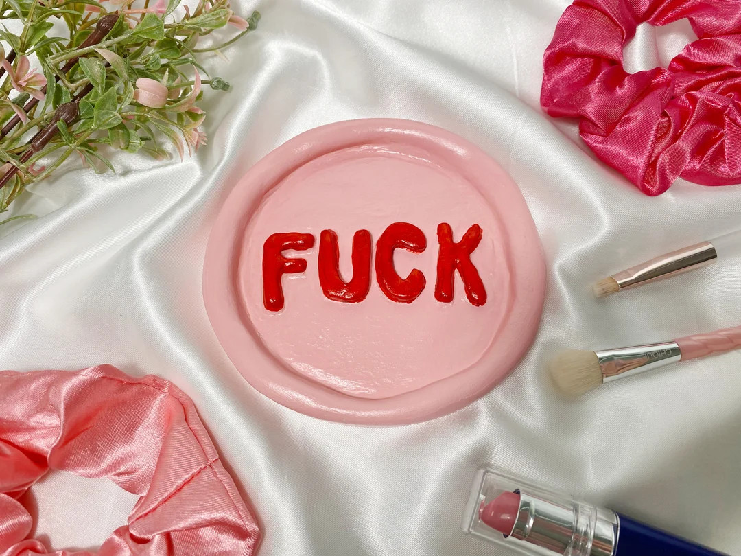 Funny Pink Trinket Dish, Aesthetic Room Decor, Jewelry Tray, Ring Dish, Catch All Tray, Vanity Or... | Etsy (US)