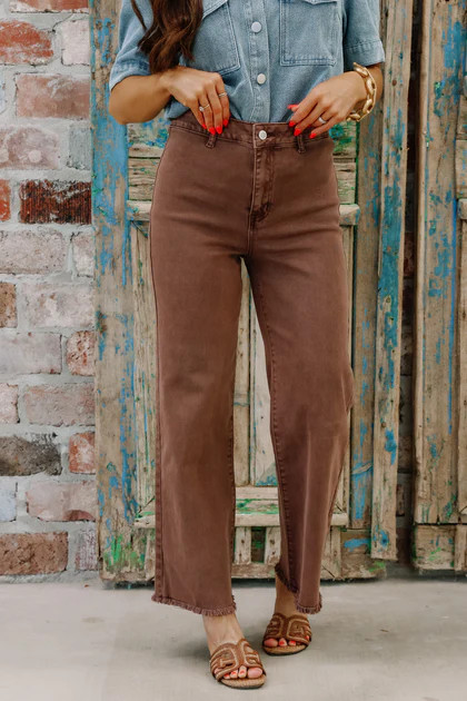 Little Moments Mahogany Cropped Wide Leg Jean | The Willow Tree
