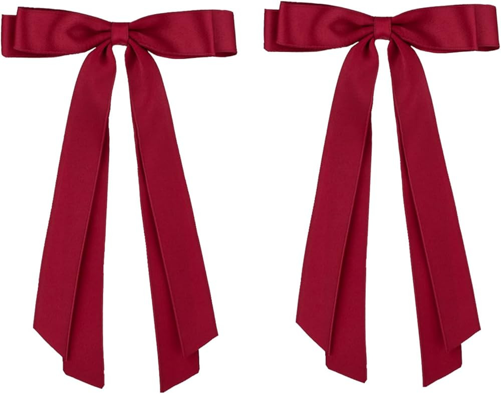 Qianyu 2Pcs Big Bow Hair Clip Long Tail Bowknot Ribbon Bows Tassel Barrette Metal Hairpin Cute Po... | Amazon (UK)
