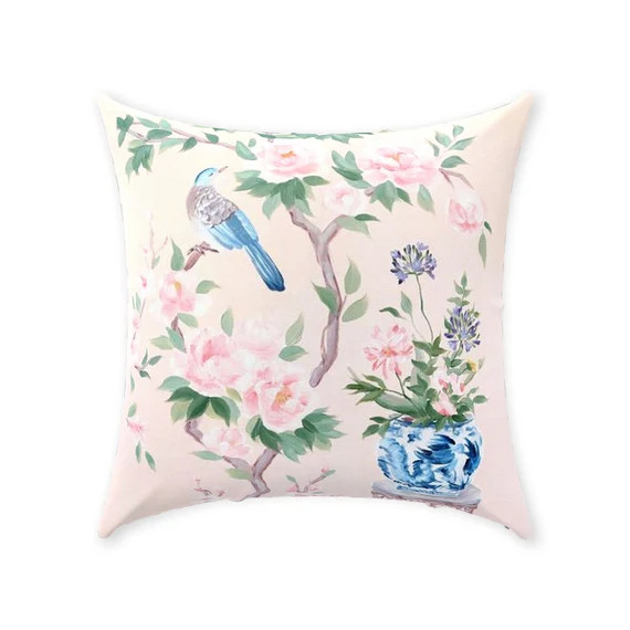 Pink Chinoiserie Throw Pillow | Etsy | Etsy (US)