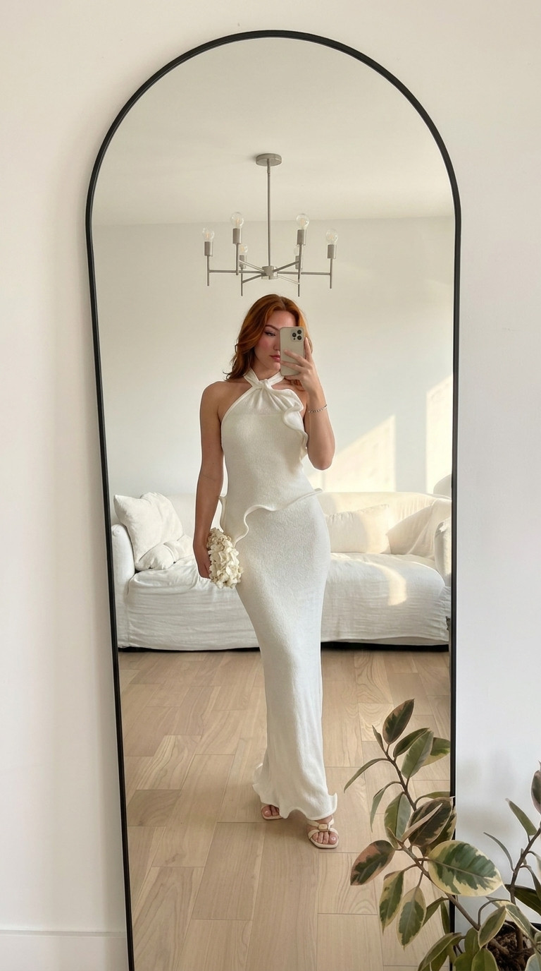 She’s clean, sculpted, and effortlessly expensive 🤍
This is giving modern bride energy without trying too hard.

Perfect for:
• rehearsal dinner
• engagement photos
• minimal chic bride moment

Featuring: sculpted cream maxi dress, elevated neutral styling, modern bridal aesthetic

#bridestyle #bridaloutfit #meshki #rehearsaldinnerlook #modernbride 

 #LTKWedding