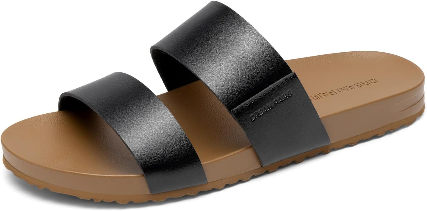 DREAM PAIRS Women's Flat Slide Sandals Double Strap | Amazon (CA)