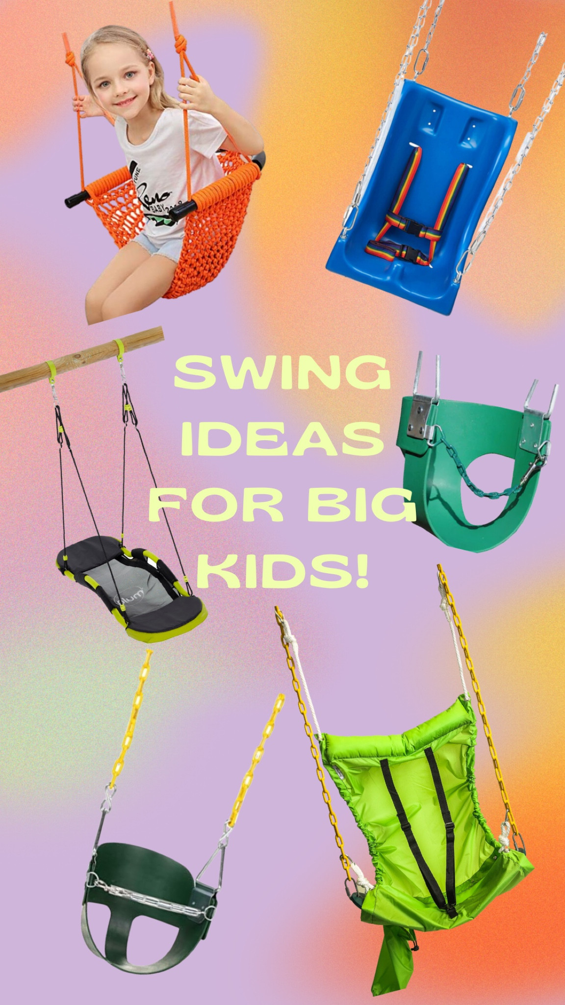 Swings for big kids, inclusive playgrounds, special needs, and adaptive swing sets. 

#swings #inclusion #adaptiveplay #swingset #specialneeds 


#LTKhome #LTKkids #LTKfamily
