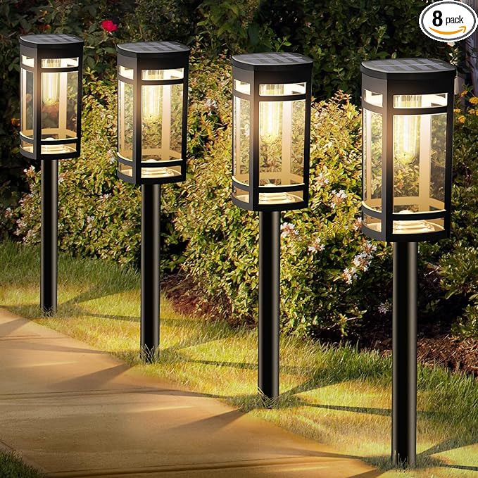 8 Pack Solar Lights Outdoor Waterproof for Garden Pathway Walkway Driveway Yard Lawn Decorative L... | Amazon (US)