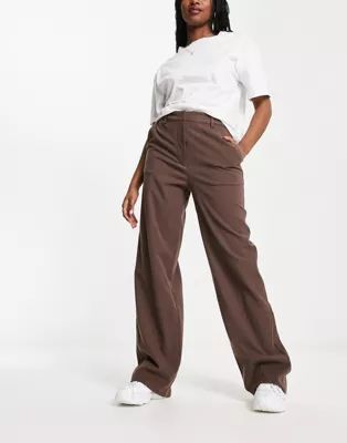 NA-KD x Annijor co-ord high waisted tailored trousers in brown | ASOS (Global)