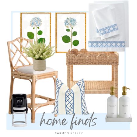 Pictures, pictures for the wall , sheets, pillows, kitchen, bath, soap and lotion, rattan side table, accent arrangement, small flower arrangement, counter chair. personal address stamp, rattan counter stool, blue and white

#ltkU
#ltkfamily
#ltkkitchen
#ltkrattan

#LTKFind #LTKGiftGuide #LTKhome